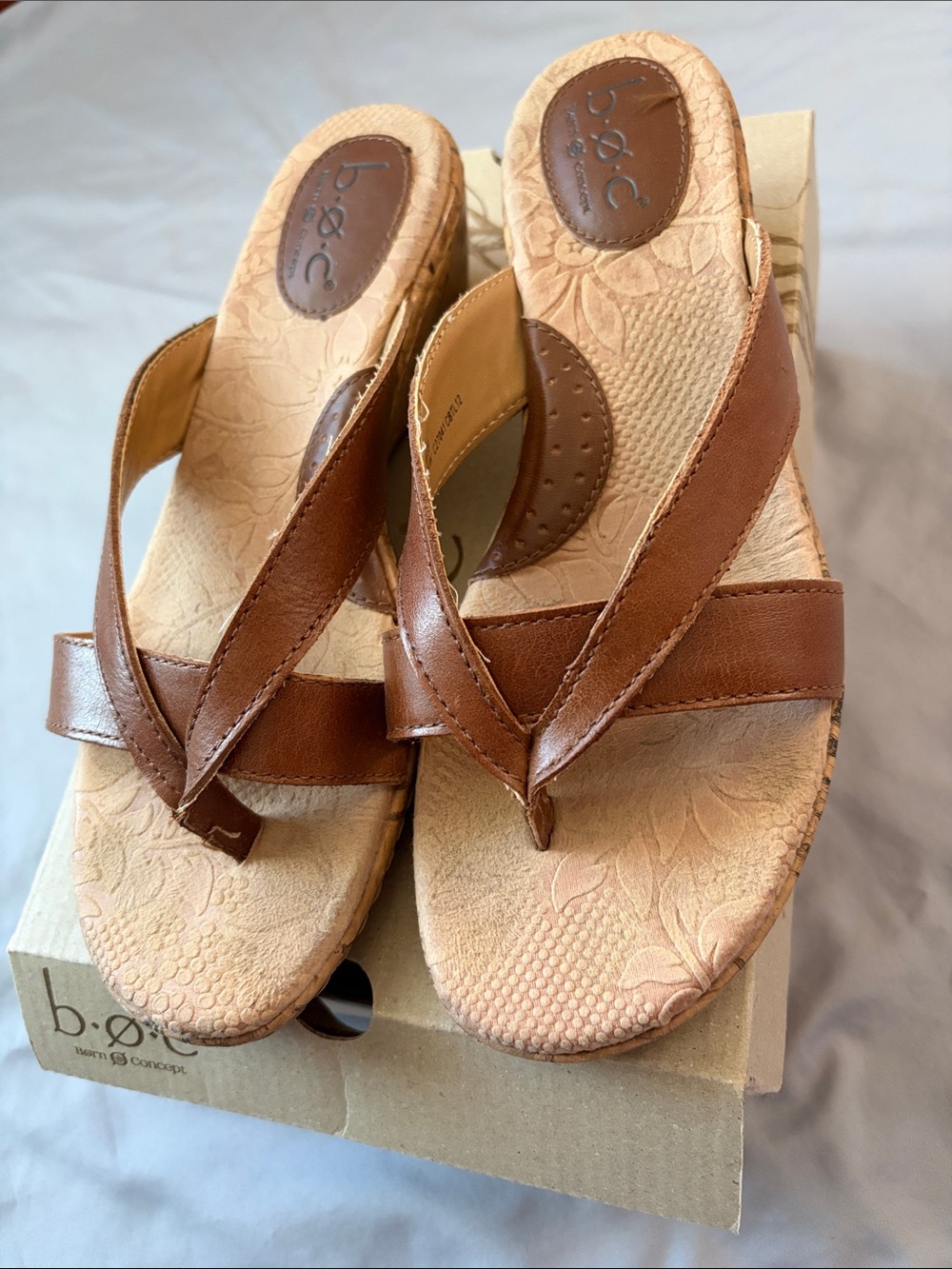 B.o.c. Light brown Abia double strap wedge sandals | size 8